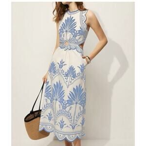 Commense Blue And White Sleeveless Cut Out Sides Maxi Dress Size Large